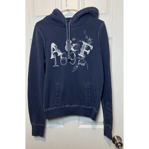 Abercrombie & Fitch Y2KWomens Hoodie Size L Blue Embroidered SpelloutPreppy